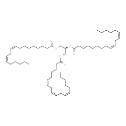 ChemSpider 2D Image | (2R)-2,3-Bis[(9Z,12Z)-9,12-octadecadienoyloxy]propyl (6Z,9Z,12Z)-6,9,12-octadecatrienoate | C57H96O6