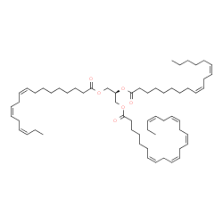 ChemSpider 2D Image | (2R)-2-[(9Z,12Z)-9,12-Octadecadienoyloxy]-3-[(9Z,12Z,15Z)-9,12,15-octadecatrienoyloxy]propyl (7Z,10Z,13Z,16Z,19Z)-7,10,13,16,19-docosapentaenoate | C61H98O6