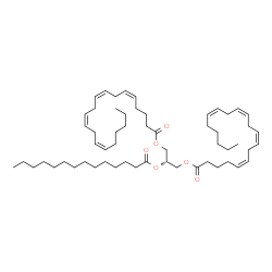 ChemSpider 2D Image | 2-(Tetradecanoyloxy)-1,3-propanediyl (5Z,8Z,11Z,14Z,5'Z,8'Z,11'Z,14'Z)bis(-5,8,11,14-icosatetraenoate) | C57H94O6