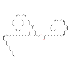 ChemSpider 2D Image | (2S)-3-[(5Z,8Z,11Z,14Z)-5,8,11,14-Icosatetraenoyloxy]-2-[(9Z)-9-octadecenoyloxy]propyl (7Z,10Z,13Z,16Z,19Z)-7,10,13,16,19-docosapentaenoate | C63H102O6