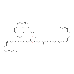 ChemSpider 2D Image | (2S)-2-[(9Z,12Z)-9,12-Octadecadienoyloxy]-3-[(9Z,12Z,15Z)-9,12,15-octadecatrienoyloxy]propyl (5Z,8Z,11Z,14Z)-5,8,11,14-icosatetraenoate | C59H96O6