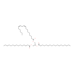 ChemSpider 2D Image | 3-(Pentadecanoyloxy)-2-(stearoyloxy)propyl (9Z,12Z)-9,12-octadecadienoate | C54H100O6