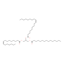 ChemSpider 2D Image | 1-[(9Z)-9-Hexadecenoyloxy]-3-(pentadecanoyloxy)-2-propanyl (9Z)-9-octadecenoate | C52H96O6