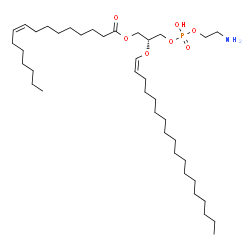 ChemSpider 2D Image | (2R)-3-{[(2-Aminoethoxy)(hydroxy)phosphoryl]oxy}-2-[(1Z)-1-octadecen-1-yloxy]propyl (9Z)-9-hexadecenoate | C39H76NO7P