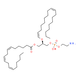 ChemSpider 2D Image | (2R)-3-{[(2-Aminoethoxy)(hydroxy)phosphoryl]oxy}-2-[(1Z,9Z)-1,9-octadecadien-1-yloxy]propyl (6Z,9Z,12Z)-6,9,12-octadecatrienoate | C41H74NO7P