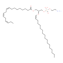 ChemSpider 2D Image | (2R)-3-{[(2-Aminoethoxy)(hydroxy)phosphoryl]oxy}-2-[(1Z)-1-octadecen-1-yloxy]propyl (9Z,12Z,15Z)-9,12,15-octadecatrienoate | C41H76NO7P