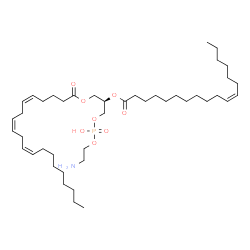 ChemSpider 2D Image | (2R)-3-{[(2-Aminoethoxy)(hydroxy)phosphoryl]oxy}-2-[(11Z)-11-octadecenoyloxy]propyl (5Z,8Z,11Z)-5,8,11-icosatrienoate | C43H78NO8P