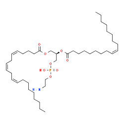 ChemSpider 2D Image | (2R)-3-{[(2-Aminoethoxy)(hydroxy)phosphoryl]oxy}-2-[(9Z)-9-octadecenoyloxy]propyl (5Z,8Z,11Z)-5,8,11-icosatrienoate | C43H78NO8P