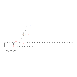 ChemSpider 2D Image | (2R)-3-{[(2-Aminoethoxy)(hydroxy)phosphoryl]oxy}-2-(icosanoyloxy)propyl (5Z,8Z,11Z)-5,8,11-icosatrienoate | C45H84NO8P