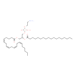 ChemSpider 2D Image | (2R)-3-{[(2-Aminoethoxy)(hydroxy)phosphoryl]oxy}-2-(stearoyloxy)propyl (5Z,8Z,11Z,14Z)-5,8,11,14-icosatetraenoate | C43H78NO8P