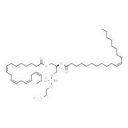 ChemSpider 2D Image | (2R)-3-{[(2-Aminoethoxy)(hydroxy)phosphoryl]oxy}-2-[(11Z)-11-icosenoyloxy]propyl (8Z,11Z,14Z,17Z)-8,11,14,17-icosatetraenoate | C45H80NO8P