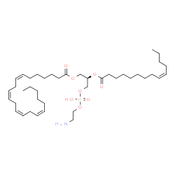 ChemSpider 2D Image | (2R)-3-{[(2-Aminoethoxy)(hydroxy)phosphoryl]oxy}-2-[(9Z)-9-tetradecenoyloxy]propyl (7Z,10Z,13Z,16Z)-7,10,13,16-docosatetraenoate | C41H72NO8P