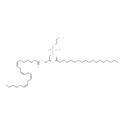 ChemSpider 2D Image | (2R)-3-{[(2-Aminoethoxy)(hydroxy)phosphoryl]oxy}-2-(stearoyloxy)propyl (7Z,10Z,13Z,16Z)-7,10,13,16-docosatetraenoate | C45H82NO8P