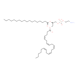 ChemSpider 2D Image | (2R)-3-{[(2-Aminoethoxy)(hydroxy)phosphoryl]oxy}-2-(stearoyloxy)propyl (4Z,7Z,10Z,13Z,16Z)-4,7,10,13,16-docosapentaenoate | C45H80NO8P