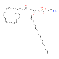 ChemSpider 2D Image | (2R)-3-{[(2-Aminoethoxy)(hydroxy)phosphoryl]oxy}-2-[(1Z)-1-hexadecen-1-yloxy]propyl (7Z,10Z,13Z,16Z,19Z)-7,10,13,16,19-docosapentaenoate | C43H76NO7P