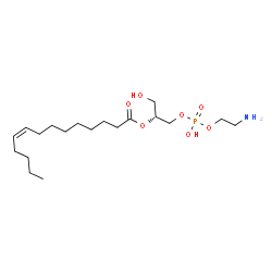 ChemSpider 2D Image | (2R)-1-{[(2-Aminoethoxy)(hydroxy)phosphoryl]oxy}-3-hydroxy-2-propanyl (9Z)-9-tetradecenoate | C19H38NO7P