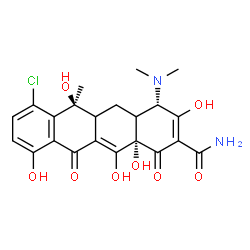 ChemSpider 2D Image | (4S,6S,12aS)-7-Chloro-4-(dimethylamino)-3,6,10,12,12a-pentahydroxy-6-methyl-1,11-dioxo-1,4,4a,5,5a,6,11,12a-octahydro-2-tetracenecarboxamide | C22H23ClN2O8