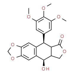 ChemSpider 2D Image | (5R,9R)-9-Hydroxy-5-(3,4,5-trimethoxyphenyl)-5,8,8a,9-tetrahydrofuro[3',4':6,7]naphtho[2,3-d][1,3]dioxol-6(5aH)-one | C22H22O8