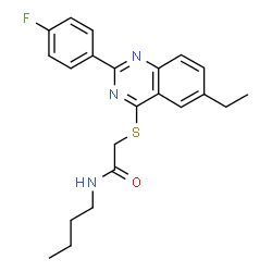ChemSpider 2D Image | N-Butyl-2-{[6-ethyl-2-(4-fluorophenyl)-4-quinazolinyl]sulfanyl}acetamide | C22H24FN3OS