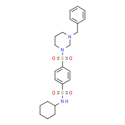 ChemSpider 2D Image | 4-(3-Benzyl-tetrahydro-pyrimidine-1-sulfonyl)-N-cyclohexyl-benzenesulfonamide | C23H31N3O4S2