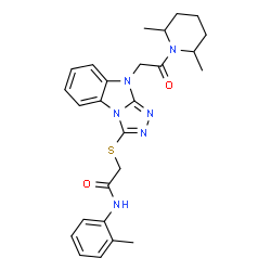 ChemSpider 2D Image | 2-({9-[2-(2,6-Dimethyl-1-piperidinyl)-2-oxoethyl]-9H-[1,2,4]triazolo[4,3-a]benzimidazol-3-yl}sulfanyl)-N-(2-methylphenyl)acetamide | C26H30N6O2S