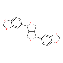 ChemSpider 2D Image | 5,5'-(1R)-Tetrahydro-1H,3H-furo[3,4-c]furan-1,4-diylbis(1,3-benzodioxole) | C20H18O6