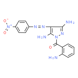 ChemSpider 2D Image | (2-Aminophenyl){3,5-diamino-4-[(4-nitrophenyl)diazenyl]-1H-pyrazol-1-yl}methanone | C16H14N8O3