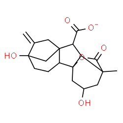 ChemSpider 2D Image | 5,13-Dihydroxy-11-methyl-6-methylene-16-oxo-15-oxapentacyclo[9.3.2.1~5,8~.0~1,10~.0~2,8~]heptadecane-9-carboxylate | C19H23O6