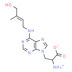ChemSpider 2D Image | 2-Ammonio-3-(6-{[(2E)-4-hydroxy-3-methyl-2-buten-1-yl]amino}-9H-purin-9-yl)propanoate | C13H16N6O3