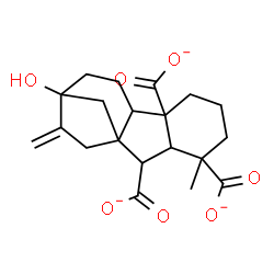 ChemSpider 2D Image | 7-Hydroxy-1-methyl-8-methylenegibbane-1,4a,10-tricarboxylate | C20H23O7