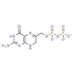 ChemSpider 2D Image | Diphosphoric acid, mono[(2-amino-3,4,7,8-tetrahydro-4-oxo-6-pteridinyl)methyl] ester, ion(3-) | C7H8N5O8P2