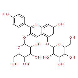 ChemSpider 2D Image | 2-[7-hydroxy-2-(4-hydroxyphenyl)-3-[3,4,5-trihydroxy-6-(hydroxymethyl)tetrahydropyran-2-yl]oxy-chromen-5-yl]oxy-6-(hydroxymethyl)tetrahydropyran-3,4,5-triol | C27H31O15