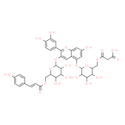 ChemSpider 2D Image | 3-[[6-[2-(3,4-dihydroxyphenyl)-7-hydroxy-3-[3,4,5-trihydroxy-6-[[(E)-3-(4-hydroxyphenyl)prop-2-enoyl]oxymethyl]tetrahydropyran-2-yl]oxy-chromen-5-yl]oxy-3,4,5-trihydroxy-tetrahydropyran-2-yl]methoxy]-3-oxo-propanoic acid | C39H39O21