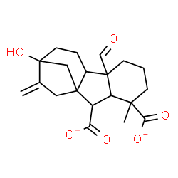 ChemSpider 2D Image | 4a-Formyl-7-hydroxy-1-methyl-8-methylenegibbane-1,10-dicarboxylate | C20H24O6