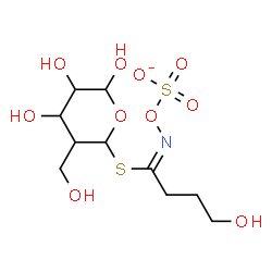 ChemSpider 2D Image | ({[(Z)-(4-Hydroxy-1-{[4,5,6-trihydroxy-3-(hydroxymethyl)tetrahydro-2H-pyran-2-yl]sulfanyl}butylidene)amino]oxy}sulfonyl)oxidanide | C10H18NO10S2