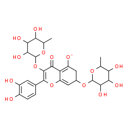 ChemSpider 2D Image | 3,7-Bis[(6-deoxyhexopyranosyl)oxy]-2-(3,4-dihydroxyphenyl)-4-oxo-6,7-dihydro-4H-chromen-5-olate | C27H31O15
