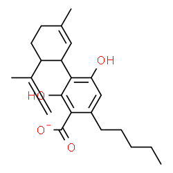 ChemSpider 2D Image | 2,4-Dihydroxy-3-(6-isopropenyl-3-methyl-2-cyclohexen-1-yl)-6-pentylbenzoate | C22H29O4