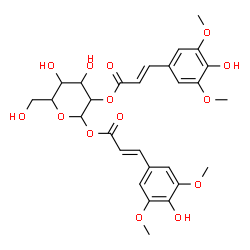 ChemSpider 2D Image | 1,2-Bis-O-[(2E)-3-(4-hydroxy-3,5-dimethoxyphenyl)-2-propenoyl]hexopyranose | C28H32O14