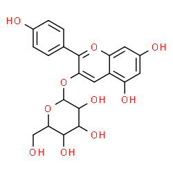 ChemSpider 2D Image | 2-[5,7-dihydroxy-2-(4-hydroxyphenyl)chromen-3-yl]oxy-6-(hydroxymethyl)tetrahydropyran-3,4,5-triol | C21H21O10