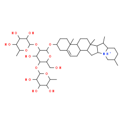 ChemSpider 2D Image | Solanid-5-en-28-ium-3-yl 6-deoxyhexopyranosyl-(1->2)-[6-deoxyhexopyranosyl-(1->4)]hexopyranoside | C45H74NO14