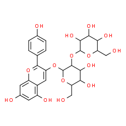 ChemSpider 2D Image | 2-[2-[5,7-dihydroxy-2-(4-hydroxyphenyl)chromen-3-yl]oxy-4,5-dihydroxy-6-(hydroxymethyl)tetrahydropyran-3-yl]oxy-6-(hydroxymethyl)tetrahydropyran-3,4,5-triol | C27H31O15