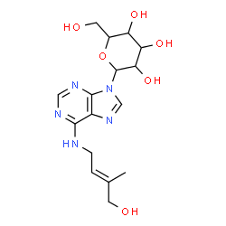 ChemSpider 2D Image | 9-Hexopyranosyl-N-[(2E)-4-hydroxy-3-methyl-2-buten-1-yl]-9H-purin-6-amine | C16H23N5O6