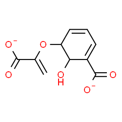 ChemSpider 2D Image | 5-[(1-Carboxylatovinyl)oxy]-6-hydroxy-1,3-cyclohexadiene-1-carboxylate | C10H8O6
