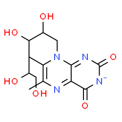 ChemSpider 2D Image | 1-Deoxy-1-(6,7-dimethyl-2,4-dioxo-2H-pteridin-3-id-8(4H)-yl)pentitol | C13H17N4O6