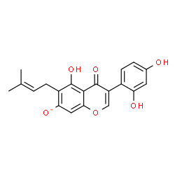 ChemSpider 2D Image | 3-(2,4-Dihydroxyphenyl)-5-hydroxy-6-(3-methyl-2-buten-1-yl)-4-oxo-4H-chromen-7-olate | C20H17O6