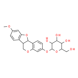 ChemSpider 2D Image | 9-Methoxy-6a,11a-dihydro-6H-[1]benzofuro[3,2-c]chromen-3-yl hexopyranoside | C22H24O9