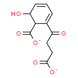ChemSpider 2D Image | 2-(3-Carboxylatopropanoyl)-6-hydroxy-2,4-cyclohexadiene-1-carboxylate | C11H10O6