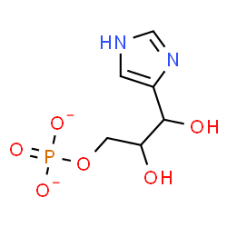 ChemSpider 2D Image | 2,3-Dihydroxy-3-(1H-imidazol-4-yl)propyl phosphate | C6H9N2O6P