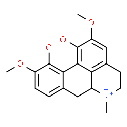 ChemSpider 2D Image | 1,11-Dihydroxy-2,10-dimethoxy-6-methyl-5,6,6a,7-tetrahydro-4H-dibenzo[de,g]quinolinium | C19H22NO4