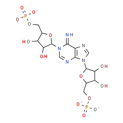 ChemSpider 2D Image | 1,9-Bis(5-O-phosphonatopentofuranosyl)-1,9-dihydro-6H-purin-6-imine | C15H19N5O14P2